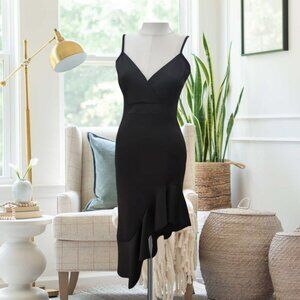 LE CHATEAU Black Ruffled Grunge Gothic Style Pleated Dress